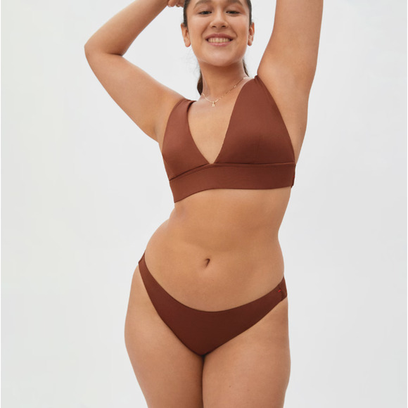 Everlane Womens The Triangle Bikini Top Medium Swimwear Brown NWT - Picture 2 of 9